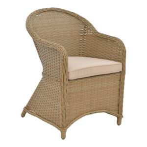 Garden armchair Hadrian pakoworld rattan brown-textilene beige 57x70x85cm