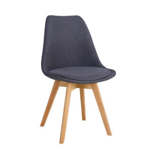 Chair Gaston pakoworld dark grey pp-fabric-wooden natural 56.5x43x83.5cm