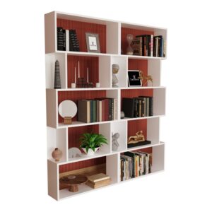 Library Booky pakoworld 12 shelves space whtite melamine 120x20x175cm