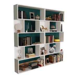 Library Booky pakoworld 12 shelves space whtite melamine 180x20x175cm