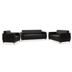 Living room set 3-seater-2-seater sofa Dermis pakoworld with armchair inox-black pu