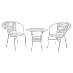 Lounge set Saylor pakoworld 3pcs metal-pe rattan white