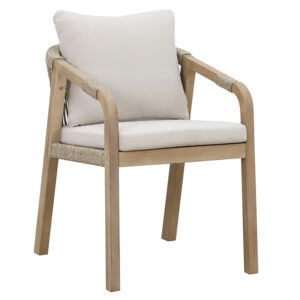 Malibu armchair pakoworld solid acacia wood-beige fabric 66x55x75cm