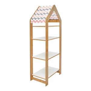 Montessori shelf Zoilen II pakoworld natural-white-pink mdf 50x30x120cm