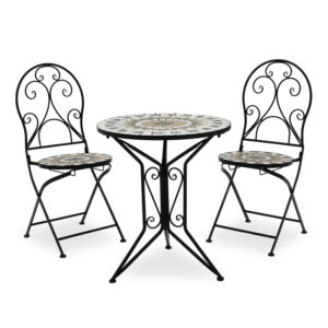 Mosaic pakoworld dining set set 3pcs metal black