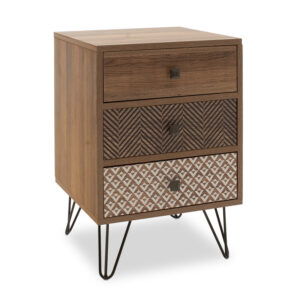 Nightstand Boho pakoworld  with 3 drawers in walnut color 40x40x59cm