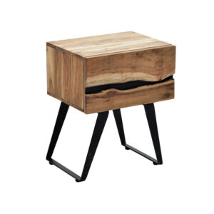 Nightstand Imena pakoworld solid wood 4cm natural-black 45x35x56cm