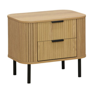 Nightstand Scandi pakoworld  with 2 drawers in natural color with black legs 57x42x50cm