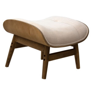 Relax stool Mirto pakoworld solid wood walnut-fabric ivory 63x50x46cm