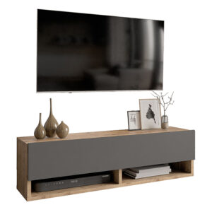 Roscoe pakoworld wall TV unit with shelf color anthracite-oak 100x31