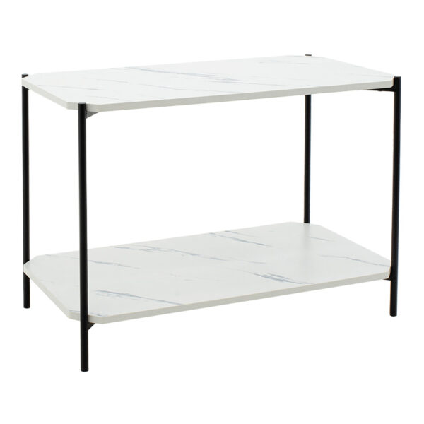 Side table Mara MDF white marble-black 80x40x55cm