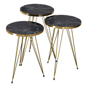 Side tables Sebastian pakoworld set of 3 pieces black marble-golden