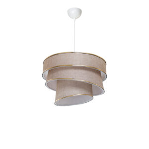 Single light ceiling lamp Tazma pakoworld fabric in beige shade D38x65cm