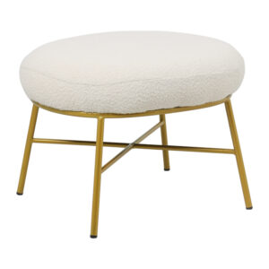 Stool Susanna pakoworld boucle cream-golden metal leg 56x47x40cm