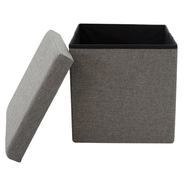 Stool trunk Crystal pakoworld fabric grey 38x38x38cm 2 Stool-trunk Crystal pakoworld fabric grey 38x38x38cmIndoor furniture > Stools