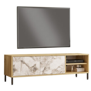 TV cabinet Nella pakoworld natural-white marble 140x40x43cm