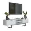 TV cabinet Vimos pakoworld white melamine-black metal legs 180x29.7x43.6cm