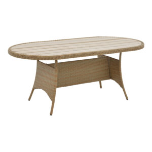 Table Keir pakoworld rattan-aluminum - brown 180x90x72cm