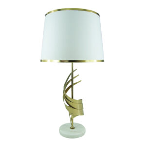 Table lamp Astral Inart E27 gold metal-white fabric D35x68cm