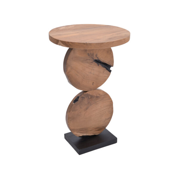 Tiky Inart side table natural-black solid teak wood D42x46cm