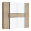 Wardrobe Closet pakoworld 4 doors sonoma oak-white melamine 200x61.5x190.5cm