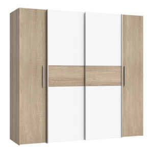 Wardrobe Closet pakoworld 4 doors sonoma oak-white melamine 200x61.5x190.5cm