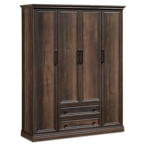 Wardrobe Mozart pakoworld with 4 doors and drawers in walnut colour 158x52x202