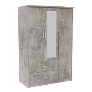 Wardrobe Olympus pakoworld with 3 doors and drawers+mirror in antique anthracite colour 120x57x183