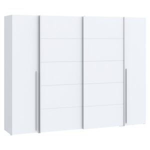 Wardrobe Verzo pakoworld 4 doors white melamine 270.5x61.5x210.5cm