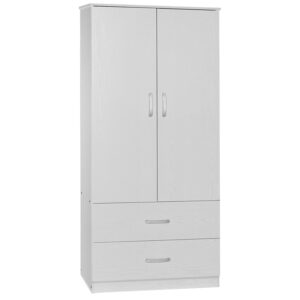 Wardrobe Zelia pakoworld with 2 doors and drawers in white color 79x42x180cm