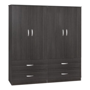 Zelia C pakoworld four-leaf wardrobe with 4 drawers wenge color 158x42x180cm