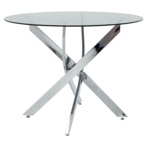 Antoro pakoworld table glass and metal legs in chrome shade D100x75cm