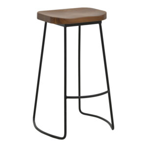 Bar stool Lamul pakoworld elm wood in walnut-black shade and metal 48x42x71cm