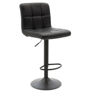 Bar stool Remina pakoworld height adjustable black pu-black metal base 44x44x112cm