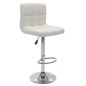 Bar stool Remina pakoworld height adjustable white pu-chrome base 44x44x112cm