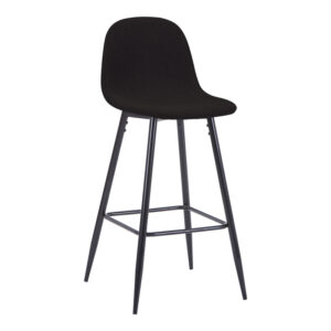 Bar stool medium height Bella pakoworld dark grey fabric-black metal leg 41x47x93cm