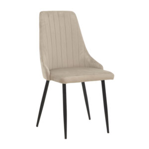 Chair Azori pakoworld velvet beige-grey black metal leg 49x55x85cm