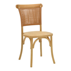 Chair Karley pakoworld natural beech wood-natural rattan seat 48x52x89cm