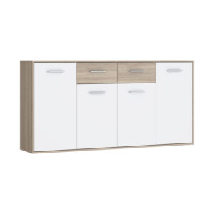 Drepen pakoworld melamine buffet in white and sonoma color 162.3x34.2x81.7cm