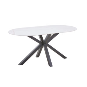 Makrey table pakoworld white marble ceramic-black metal 160x90x75cm