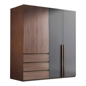 Sonlen pakoworld melamine wardrobe in walnut-charcoal shade 160x52x195cm