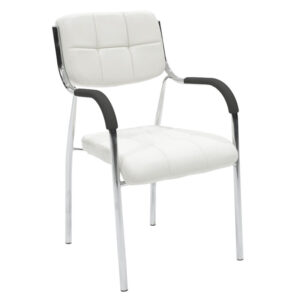 Stackable guest chair Otlen pakoworld white pu-chrome leg 47x45x87cm