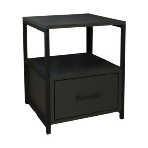 Stani bedside table pakoworld black metal and melamine in anthracite shade 45x45x57cm