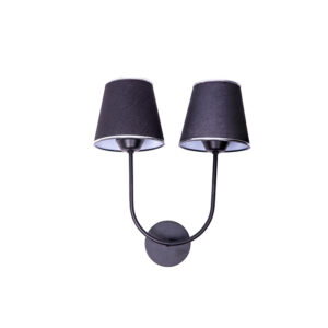 2-light wall lamp Miko pakoworld E27 black-silver lampshade and black metal 27x13x41cm