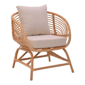 Armchair Caxen pakoworld natural rattan-white pillow 72x63x75cm