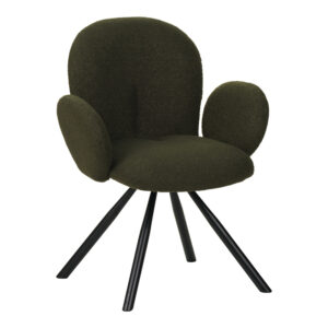 Armchair Garzele Inart green teddy fabric-leg black metal 68x66x82.5cm