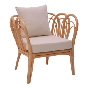 Armchair Tania pakoworld natural rattan-white pillow 76x76x76cm