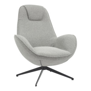 Armchair rotating Flago pakoworld boucle fabric in light gray shade 85x88x103.5cm