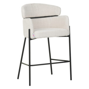 Bar stool Tolerse Inart beige fabric-leg black metal