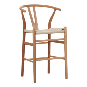 Bar stool Wishbone pakoworld rubberwood-rope in natural shade 55x49x108cm